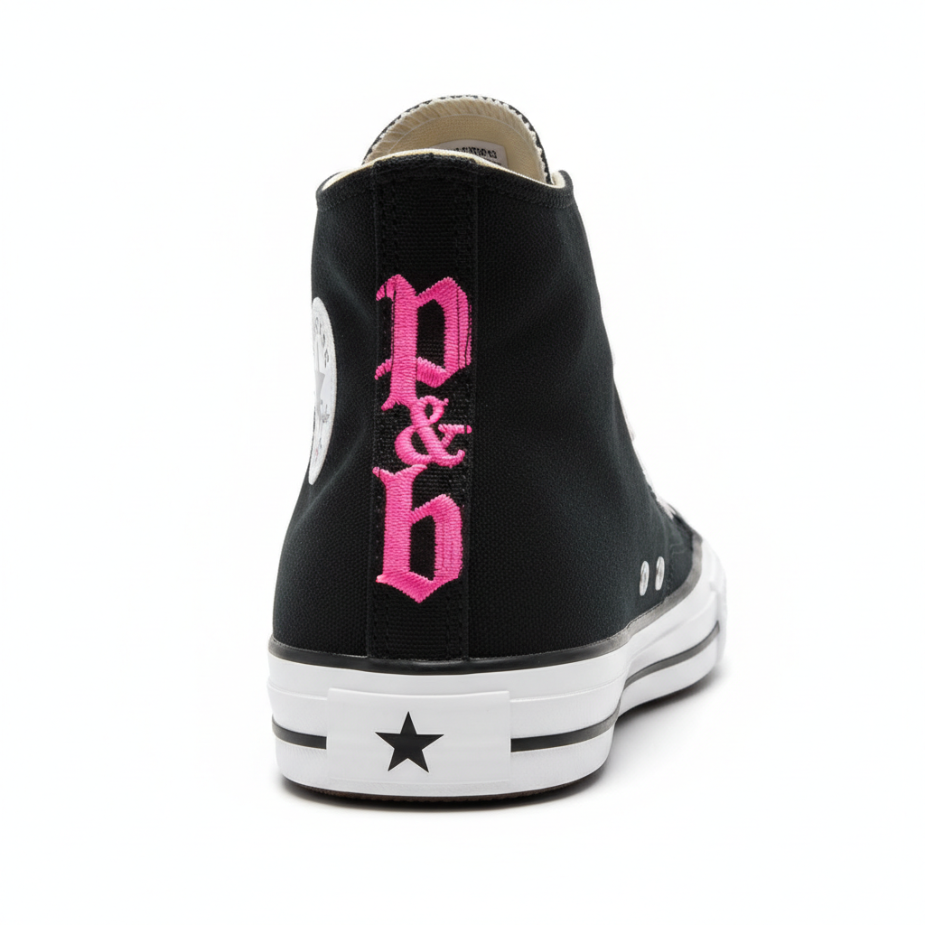 Black High Tops with Hot Pink Vertical p&b