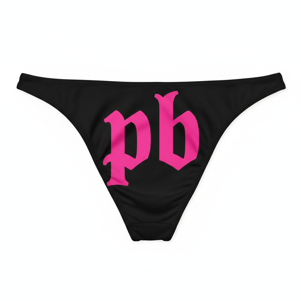 Black Thong with Huge Hot Pink pb