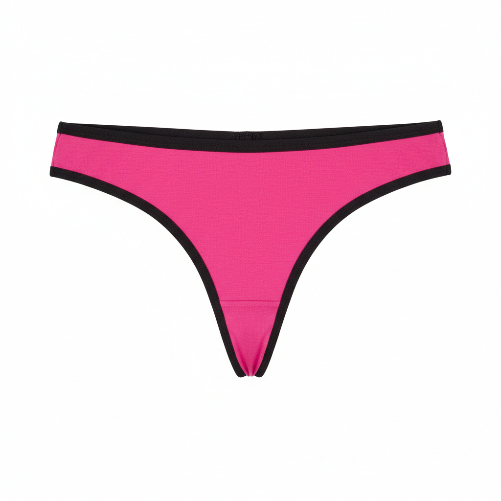 Hot Pink Thong with Black Trim