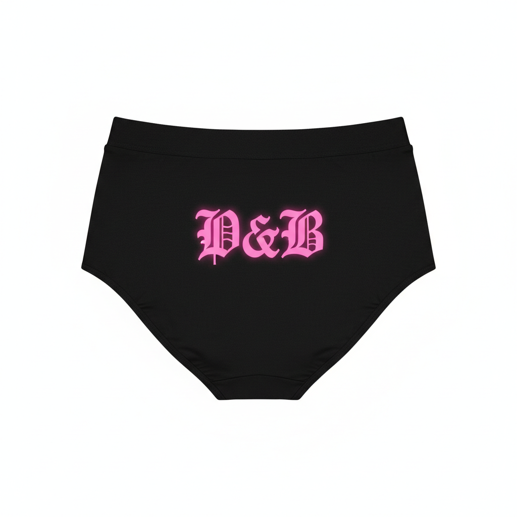 Black p&b Panties - Lowercase Old English Lettering and all star chucks