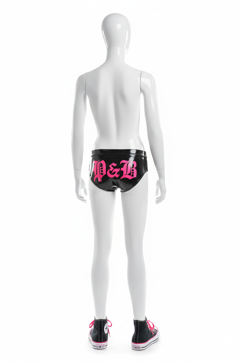 Black p&b Panties - Lowercase Old English Lettering and all star chucks