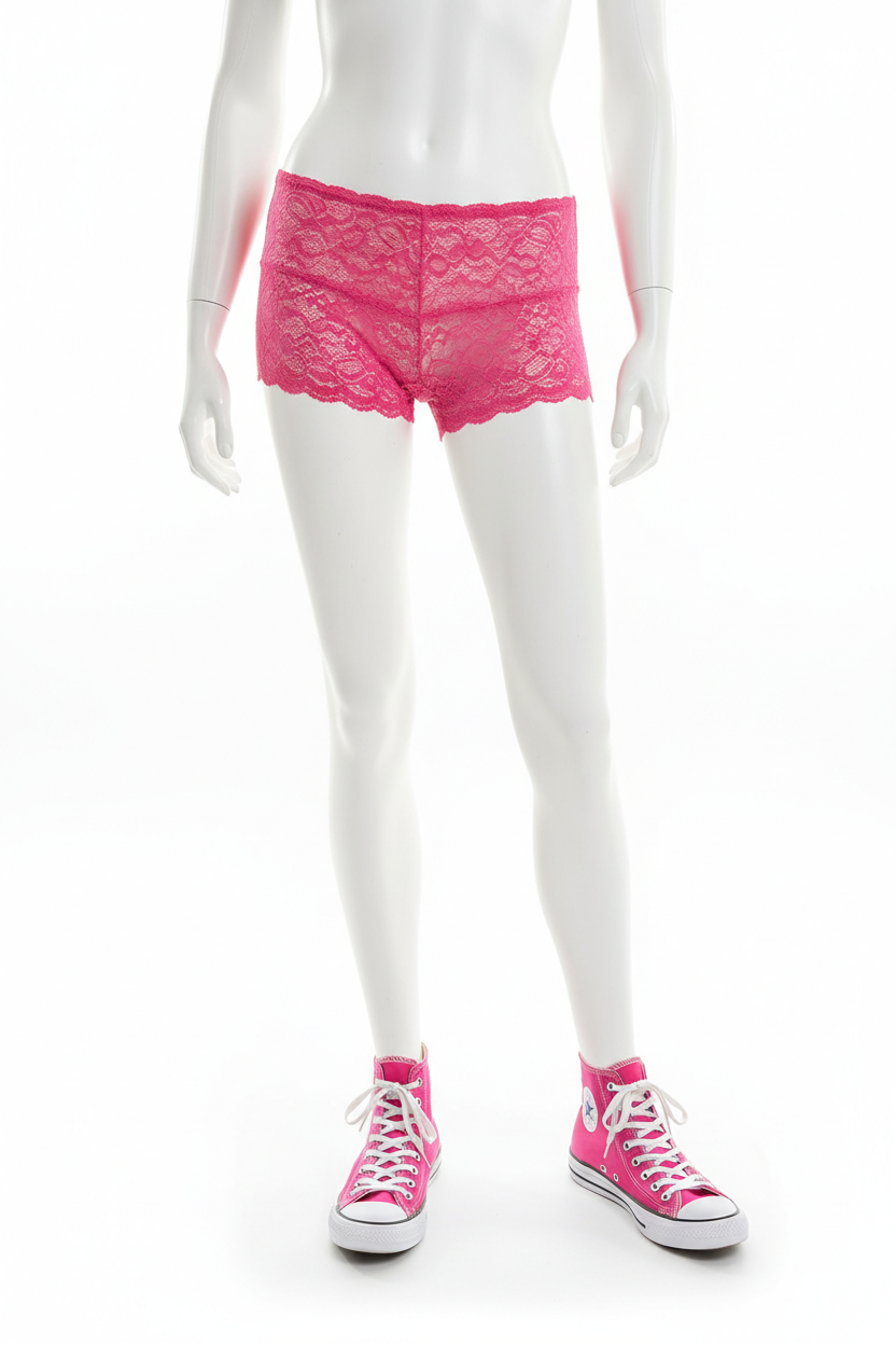 Hot Pink & Black Chuck Taylor All Star High Tops and panties